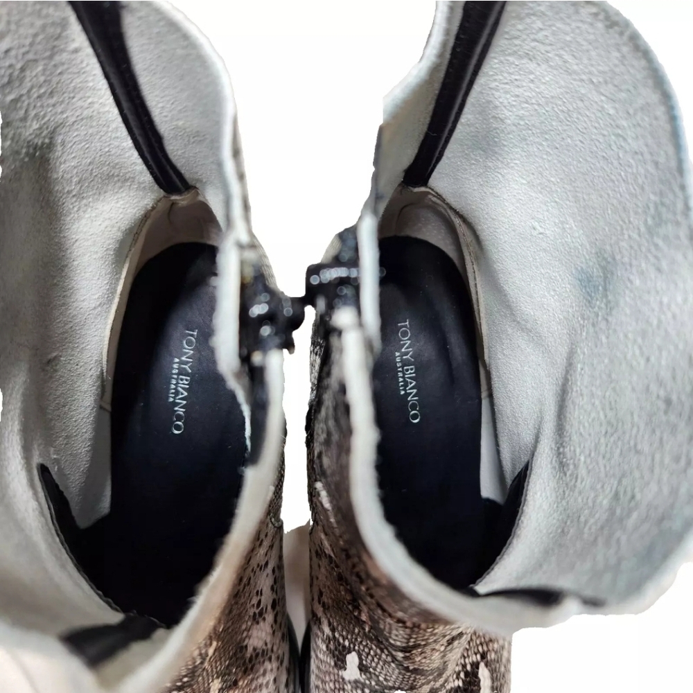 Tony Bianco Brazen Python Print Leather Boots Sz … - image 7